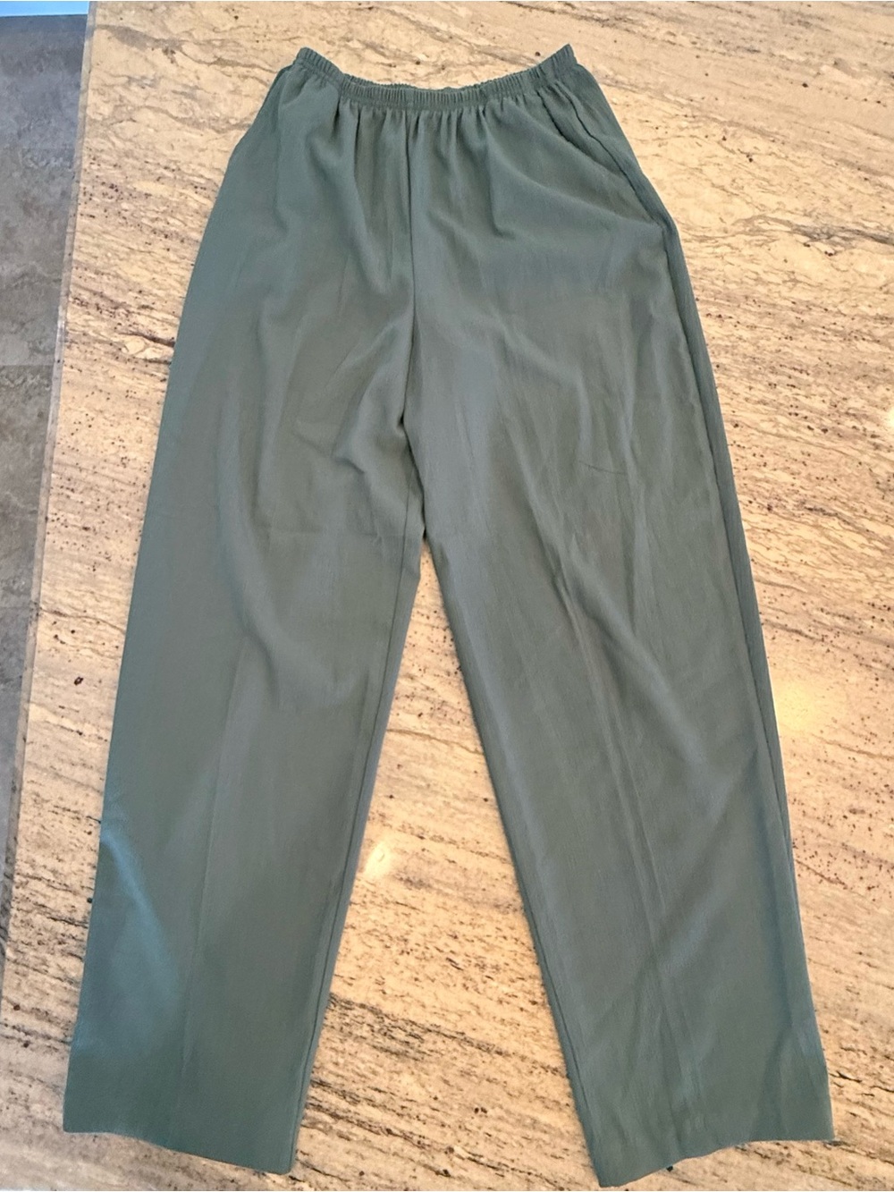 Teddi women  Elastic-Waist Straight Pants - Dusty Green petite